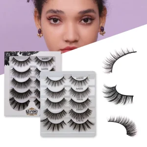 Cruelty Free False Eyelashes Natural Long Fluffy Mink Lashes Private Label Five Pack Lashes