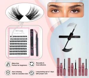 Cruelty Free Strong Hold Adhesive Glue Based Diy Cluster Lashes Kit Long Lasting Segmented Lashes Kit Lash Vendor