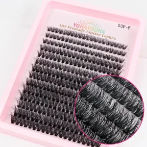 Curl D 280pcs Individual Cluster Thin Strip DIY Clustered Eyelashes Fish Tail Segmented Fans Fluffy Soft Easy to Apply