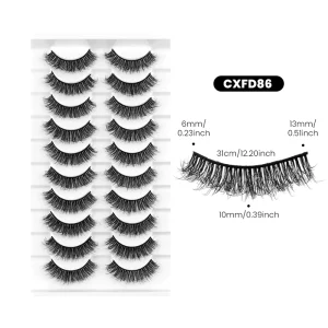 Curled Full Strip Lashes Beautiful Arc Shape Lifted Eye Look Premium Faux Mink Full Strip Lashes Real Hair Texture Eyelashes