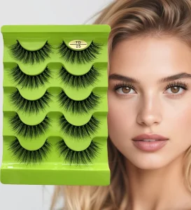 Curly Natural Style Fluffy Volume Synthetic False Eyelashes, Custom Logo, Full Strip