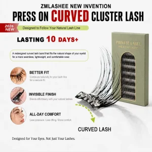 Curve Band Cluster Lashes Self Adhesive Eyelashes Natural Press on Lash Pre Glued Cluster Lashes Self Stick Eyelash Clusters