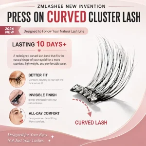 Curve Band Lash Clusters Press On Pre Cut Cluster Eyelash Korean Pbt Self Adhesives Pre glued Lashes Clusters Customized Package
