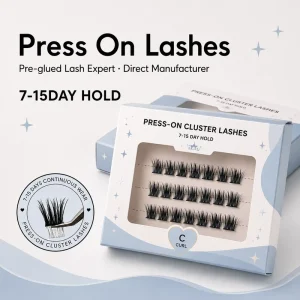 Curved Eyelash Press on Cluster Lash Self Adhesive Strip Lashes Glueless False Eyelashes 7 15 Day Wear Fluffy Manga Style CE ISO