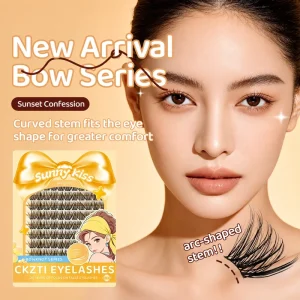 Curved Lash Band Segmented False Eyelashes Natural Fan shaped Clustered Lashes