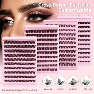 Custom 10 Rows Clusters Lashes 8 16mm Mixed D Curl DIY Individual Lash Extensions Soft Reusable Segmented False Eyelashes