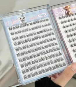 Custom 120pcs Press on Eyelashes ODM OEM SoftNatural Mixed Volume Tray Glueless Self Bonding Cluster Lashes