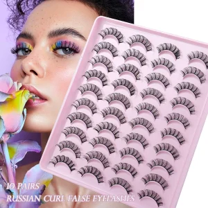 Custom 20 Pairs Full Strip Lashes D for Soft Silk Handmade Super Soft Cruelty Free 3D 6D Volume Russian Lashes