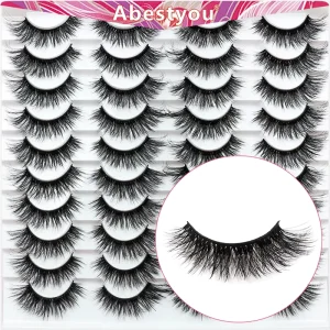 Custom 20pairs 0.07 Black Cotton Strip Cat Eye Eyelashes Soft Natural Vegan Mixed Colorful Brown Clear Band Eyelashes
