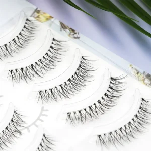 Custom 3D Synthetic Lashes 5 Pairs Cruelty Free Clear Band Eyelashes with Transparent Plastic Invisible Strip Eye Lashes