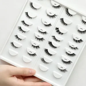 Custom 3d Wispy Invisible clear Band Faux Mink Strip Small Lashes Faux Mink Natural Short Half Eyelash