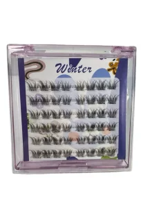 Custom 48 Cluster No Glue Novice Friendly 3D Fluffy Mixed Length Lashes Tray Natural Style False Eyelashes
