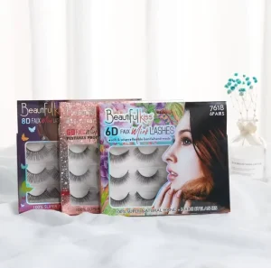 Custom 6 Pairs Fluffy Synthetic 3D Silk Fiber Eyelashes Private Label Custom Packaging