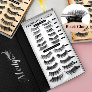 Custom 7 15day Long Lasting Pre Glued Self Adhesive Handmade No Glue Need False Eyelashes Press on Half Strip Lashes