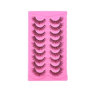 Custom 9 Pairs Fluffy Wispy Volume Bulk Strip Natural Look Lashes Sets Pack Faux Mink Eyelashes Lashes False Eyelashes