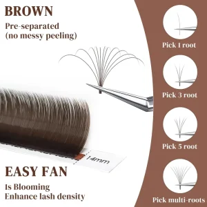 Custom Boxes Dark Brown Easy Fan Eyelashes Extension Fast Blooming Lashes Premium Mega Volume Lash Extension Trays