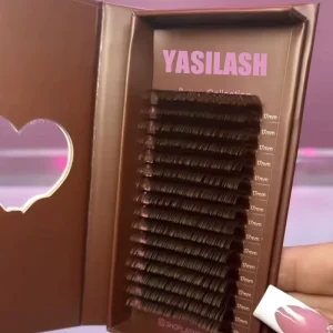 Custom Cashmere Dark Brown Lash Extensions Box 0.03 Colored Easy Fan Lash Tray Supplies Individual Eyelash Extension