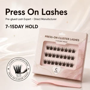 Custom Cluster Lashes Press On Lash Glueless False Eyelashes 7 15 Day Long Wear Wispy Manga Style Custom Cardboard Box CE