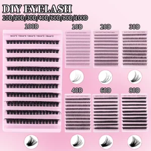 Custom Cross Border for Foreign Trade False Eyelashes DIY Lash 40D Mixed False Eyelash Set 80P Hot Melt Cluster Lashes