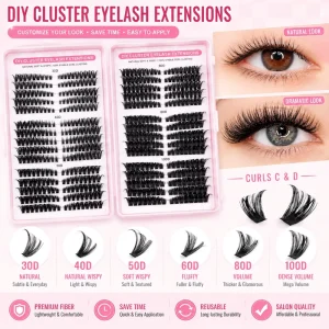 Custom DIY Cluster Eyelash Extensions PBT Super Soft 30D-100D C D for Wispy Volume Lash Map Private Label Kit Lash Book