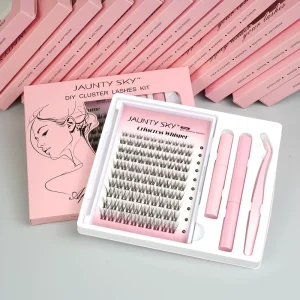 Custom DIY Cluster Lashes Pre-cut Extension Kit 8-16mm Mixed C D Curl Segment Eyelashes DIY Cluster Lashes Kit