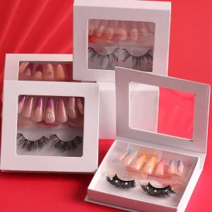 Custom Diamond Equins Decal Lashes with Finger Nails Sequins Gem Lashes Decoration Glitter Faux Mink Lashes Eyelashes Kit