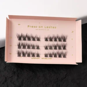 Custom Full Strip 3D for Glueless Press On Lashes Handmade Synthetic Hair Cruelty Free Reusable Clear Band 7 15 Day Hold
