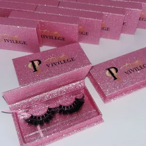Custom Glitter Magnetic Eyelash Box Full Strip False Eyelashes 3d Mink Lashes Vendor