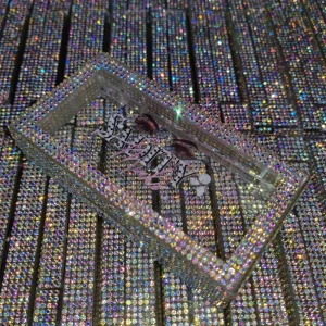 Custom Glitter Rhinestone Lash Box 3D Mink Lashes 20mm 25mm Fluffy Eyelashes