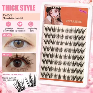Custom Glue Free Bunny Style Lash Clusters Private Label 10D 20D 30D Individual Cluster Lashes Extension Factory Price