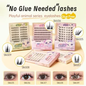 Custom Glue Free Self Adhesive Cluster Lashes 3D Fluffy Criss Cross Volume 0.07 C DIY No Glue Needed Lash Thin Root Natural Kit
