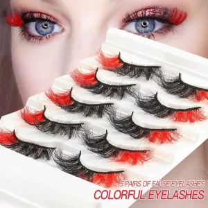 Custom Handmade Glowing False Eyelashes Private Label Colored Synthetic Hair Lashes