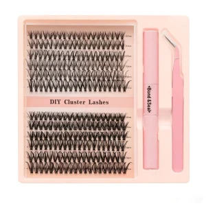 Custom Handmade Reusable PlasticLash Clusters Self adhesive Pre cut Segmented Thick Eyelash Extension Kit 3D