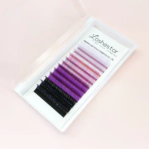 Custom Korean Pbt Soft Color Lash for Valentine’s Day Colored Lashes Mix Colors Glitter Eyelash Extensions