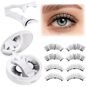 Custom LOGO Magnetic Lashes Case Circle Easy Wearing Portable 3D Natural Dense Magnetic Eyelash with Applicator