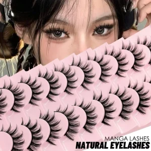 Custom Logo 10 Pairs Box Natural Wispy Eyelashes Fluffy 5D Faux Mink Lashes Private Label Makeup Strip Lashes Vendor