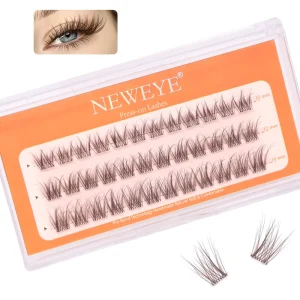 Custom Logo 3-row Long Lasting Glue Free Cluster Lashes 10-14mm Mixed Length D Curl Brown Black Press on Lashes No Glue Needed
