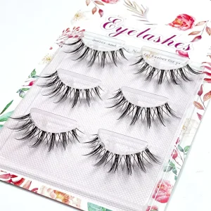 Custom Logo 3D Faux Mink Eyelashes Full Strip Natural Look Fake Eye Lashes Clear Band False Eyelashes