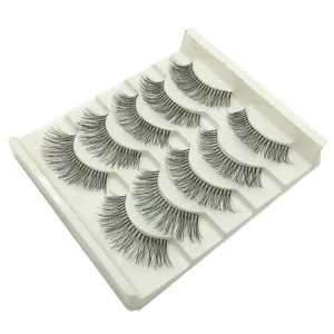 Custom Logo 3D Synthetic Lashes 5 Pairs Cruelty Free Clear Band Eyelashes with Transparent Plastic Invisible Strip Eye Lashes