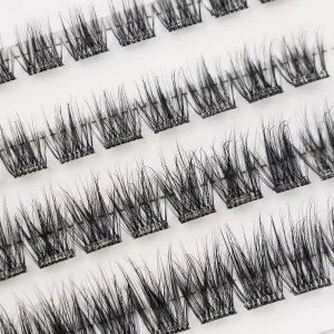 Custom Logo Brown Synthetic Hair Lash Trays Bulk Self Adhesive Reusable Eyelash Extension Kits Cluster Lashes D Fake Full