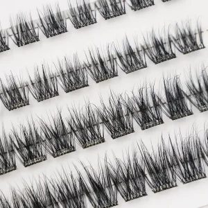 Custom Logo Brown Synthetic Hair Lash Trays Bulk Self Adhesive Reusable Eyelash Extension Kits Cluster Lashes D Fake Full