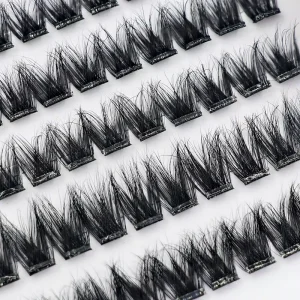 Custom Logo Bulk Black Synthetic Hair Lash Extension Supplies Self Adhesive Cruelty Free 3D Natural Cluster Full Strip Eyelashes