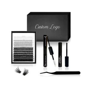 Custom Logo Cluster Eyelash Kit Faux Mink Eye Lash Cluster Kit With Spikes And Bottom And Glue