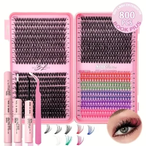 Custom Logo Cluster Lashes DIY Individual Extension Mixed Length Colorful Super Fine Band 72 Clusters Vegan Top Selling