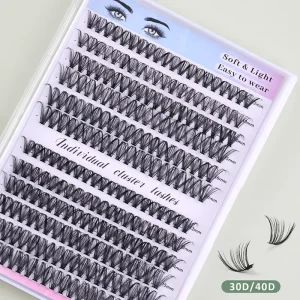 Custom Logo Cluster Lashes Factory Price Mixed Curl Length Segment Eyelash Extension DIY Cluster