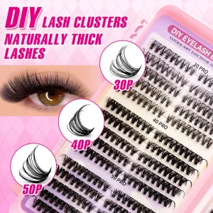 Custom Logo DIY Lash Cluster Book Kit Fluffy Individual Lash Clusters Private Label Custom Package at Home Lash Extension Set