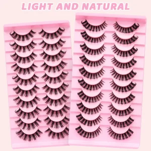 Custom Logo Deep Wave Silk Strip False Eyelashes with Plastic Cotton Band