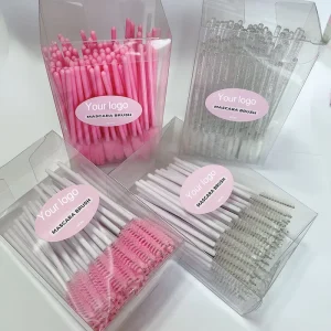 Custom Logo Disposable Portable Lash Cleansing Brush Pink Colorful Plastic Mascara Spoolie Eyelash Eyebrow Tattoo Mascara Wands