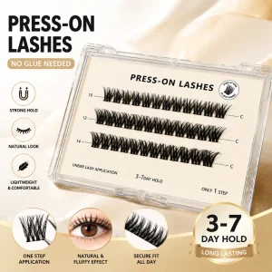 Custom Logo Eyelash Extension Kit Bond Technology Waterproof Segment Lashes No Glue Needed DIY Application