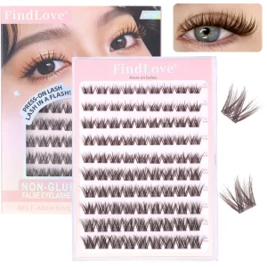 Custom Logo Glue Free Lash 3D Fluffy Style Long Lasting Mixed Length 10-16MM Self Adhesive Lash Clusters Press On No Glue Needed